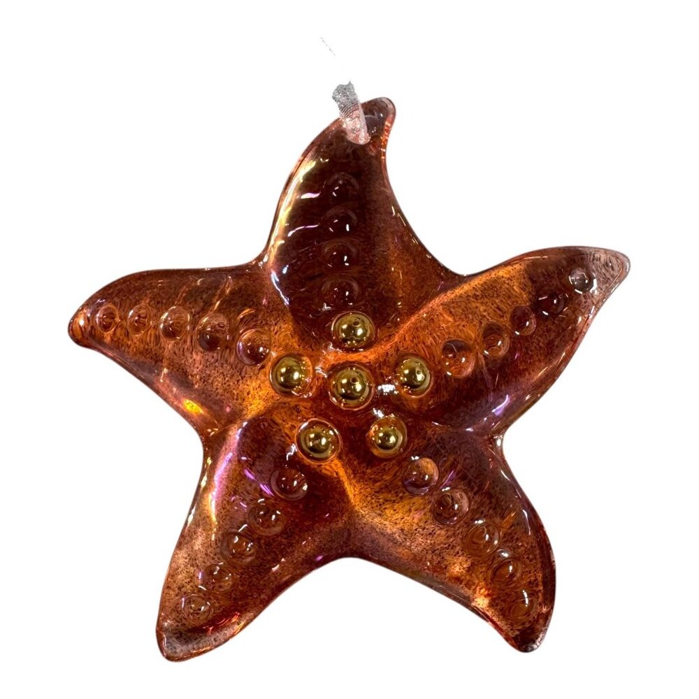 2019 Hallmark Stunning Starfish Glass Christmas Ornament Beach House Lake Ocean